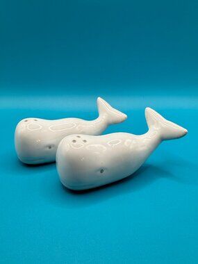 Ceramic Whale Salt & Pepper Shakers